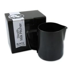 Voltage Coffee Supply 12oz. Rhino Stealth Black Milk Frothing Steam Pitcher 12 Oz. Rhino Coffee Gear