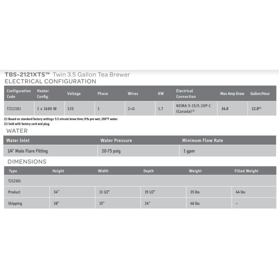 Tea Brewers Fetco TBS-2121 XTS T212101 Twin 3.5 Gal. Iced Tea Brewer 3 Tea Brewers Fetco TBS-2121 XTS T212101 Twin 3.5 Gal. Iced Tea Brewer